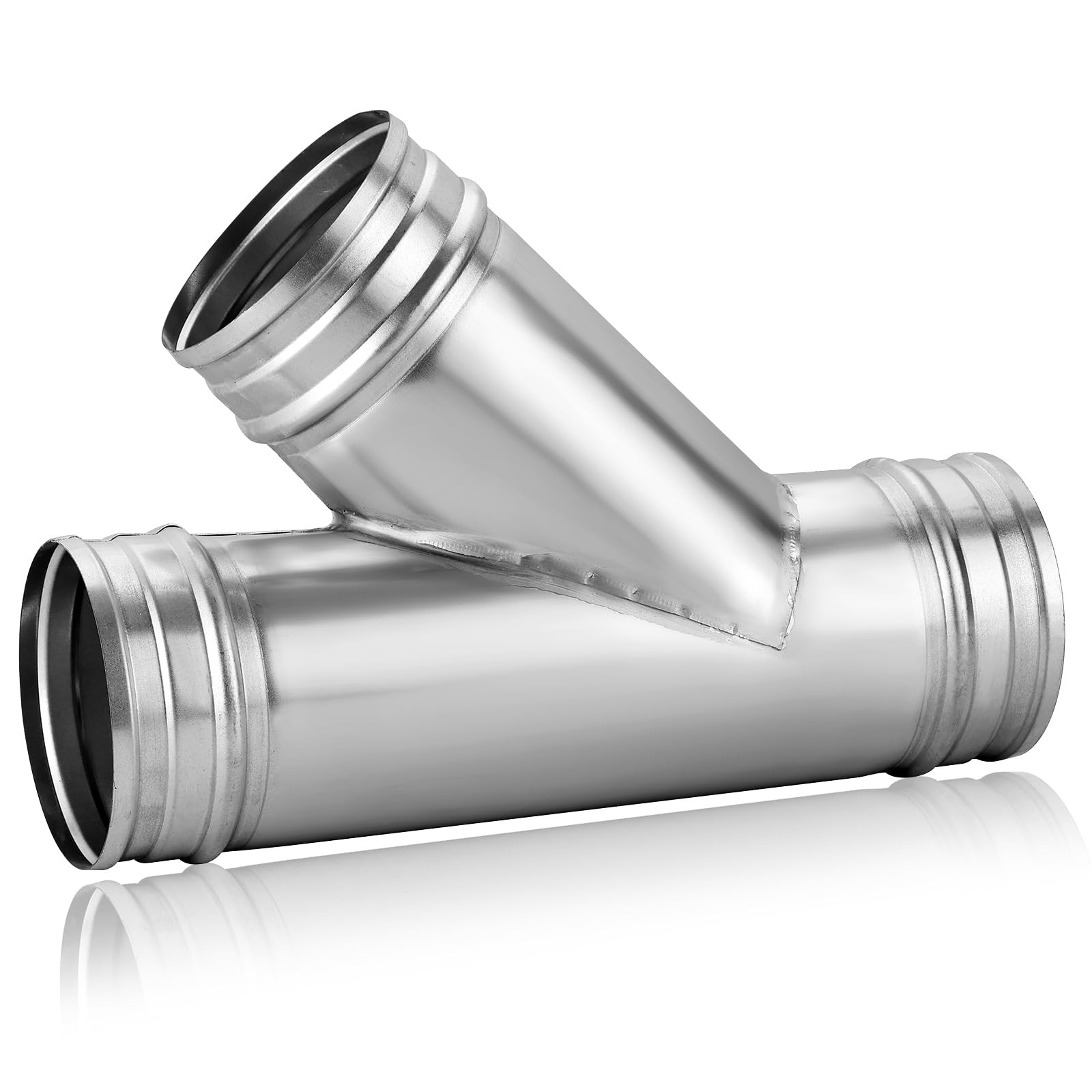 NATGAI 4 Inch 3 Way Duct Splitter, 45°Metal Hose Connector 4 4 inches, Silver 