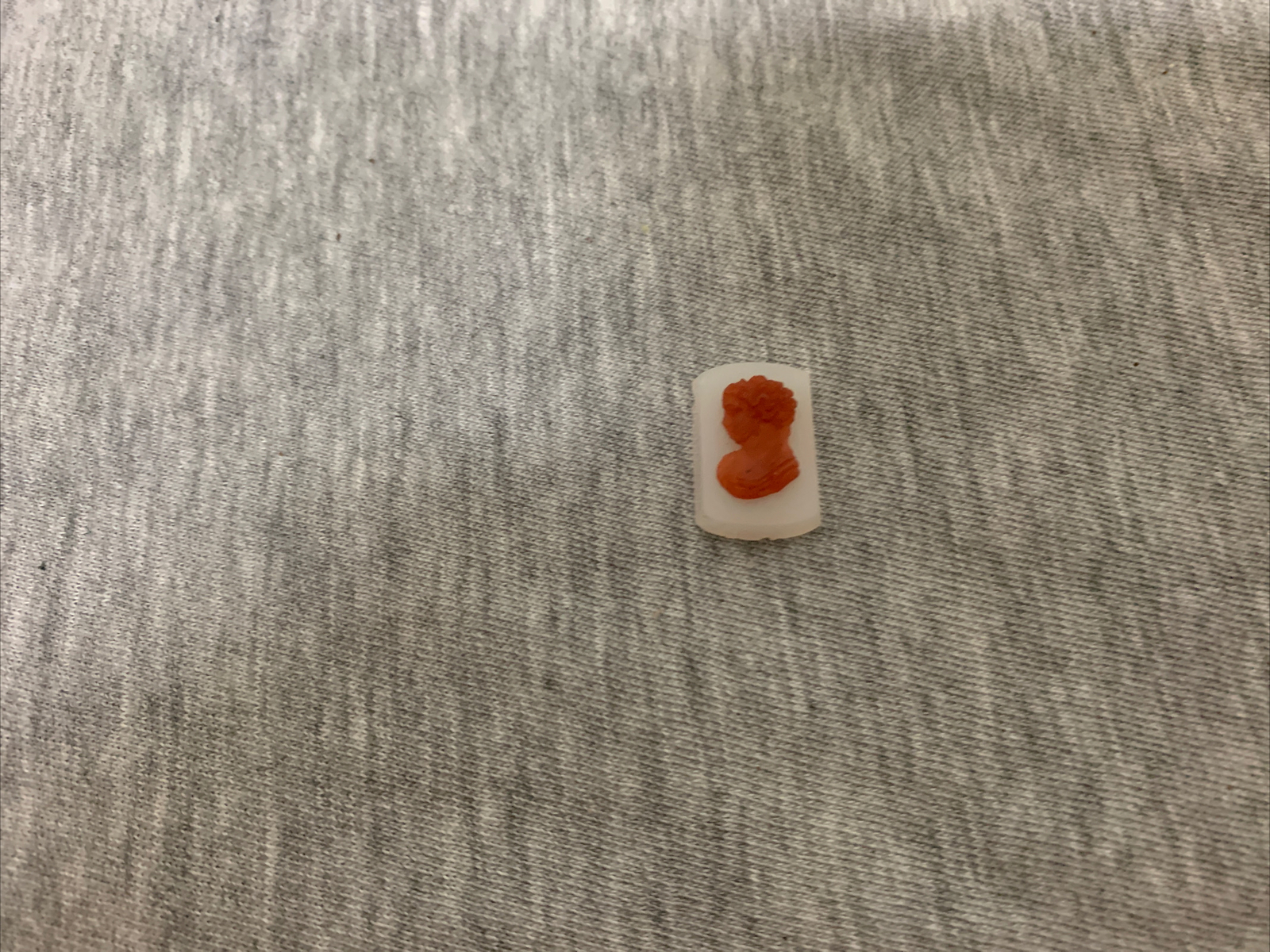 Vintage Czech Rectangle White & Red Glass Cameo Bead