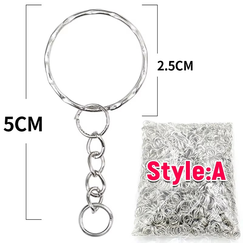 Silver Plated Metal Blank Keyring Keychain Split Ring Keyfob Key Holder Rings Wo
