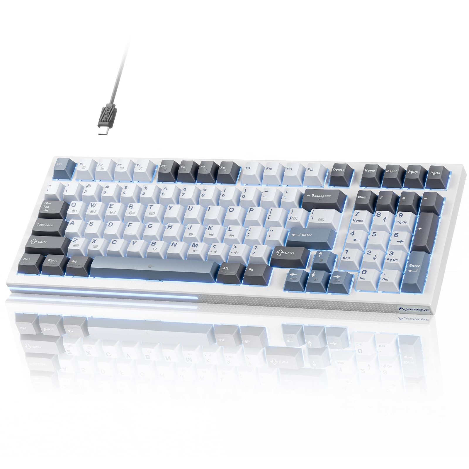 K98SE Wired Mechanical Gaming Keyboard 98 Keys LED Backlit Blue Switch Custom