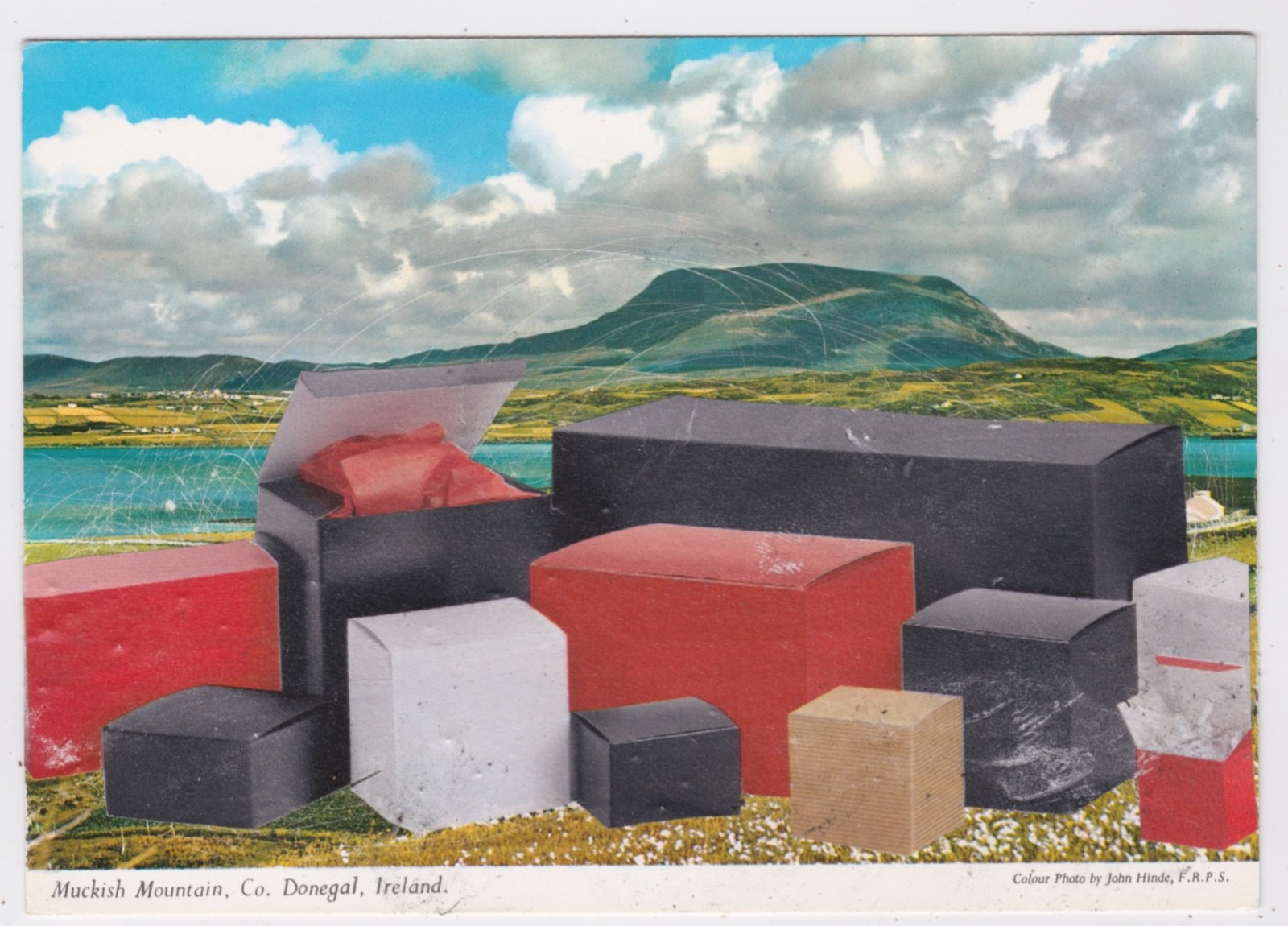 Mail Art David Greenberger "Available in Three Colors" collaged postcard 2023