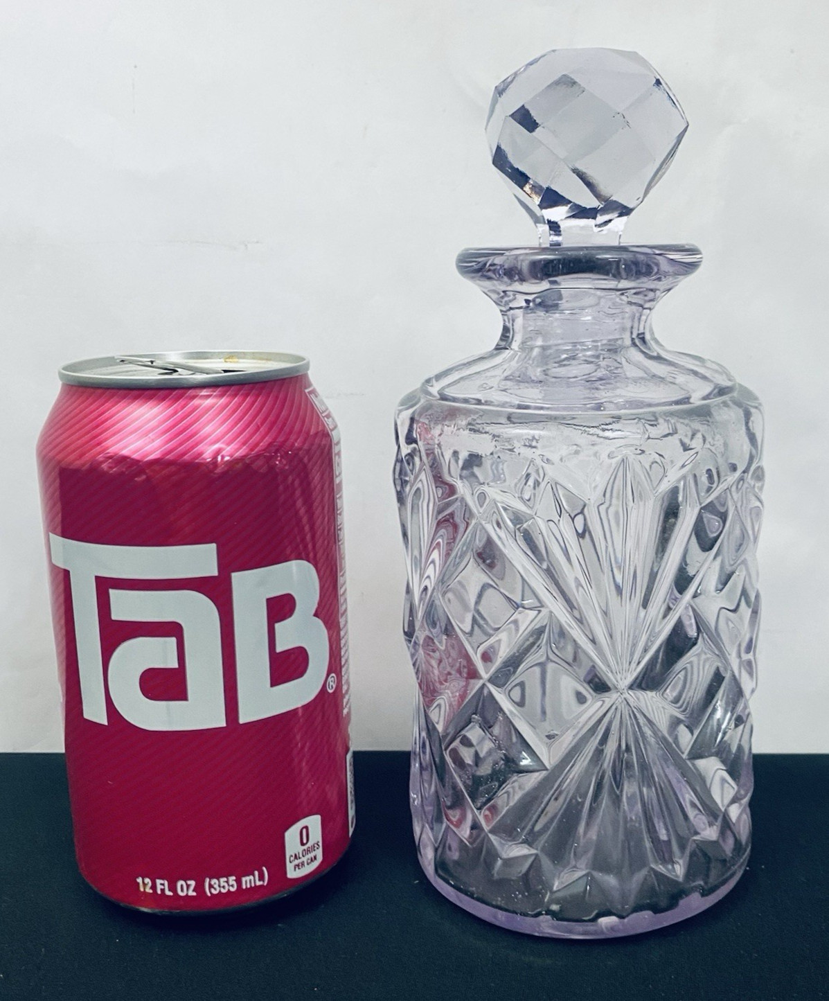 Vintage Glass Crystal Decanter 7.5" Tall Blown Glass Solarized Pink Amethyst Hue