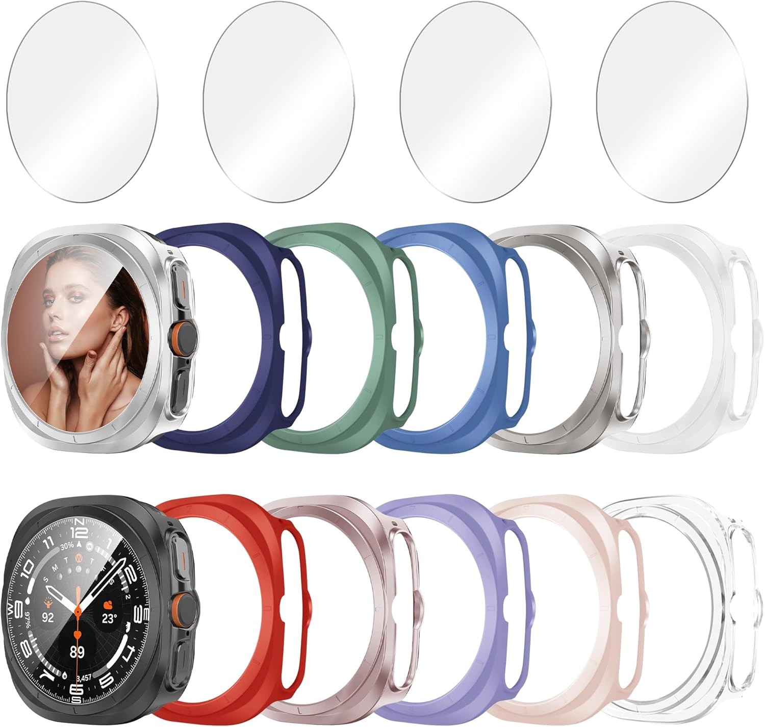 12+4 Pack Case for Samsung Galaxy Watch Ultra 47mm with Tempered Glass Protector