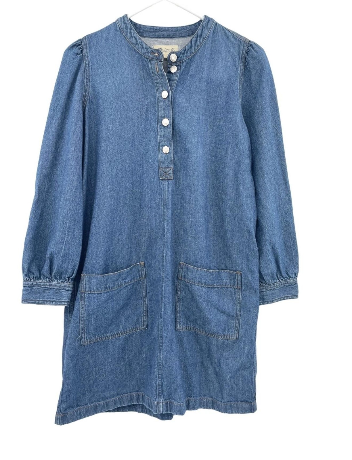 Madewell Dress Womens Small Denim Long Sleeve Button Front Pockets AF256