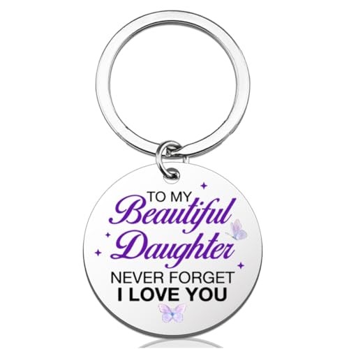 Daughter Gifts from Mom Dad, to My Beautiful Daughter Keychain Gifts for 