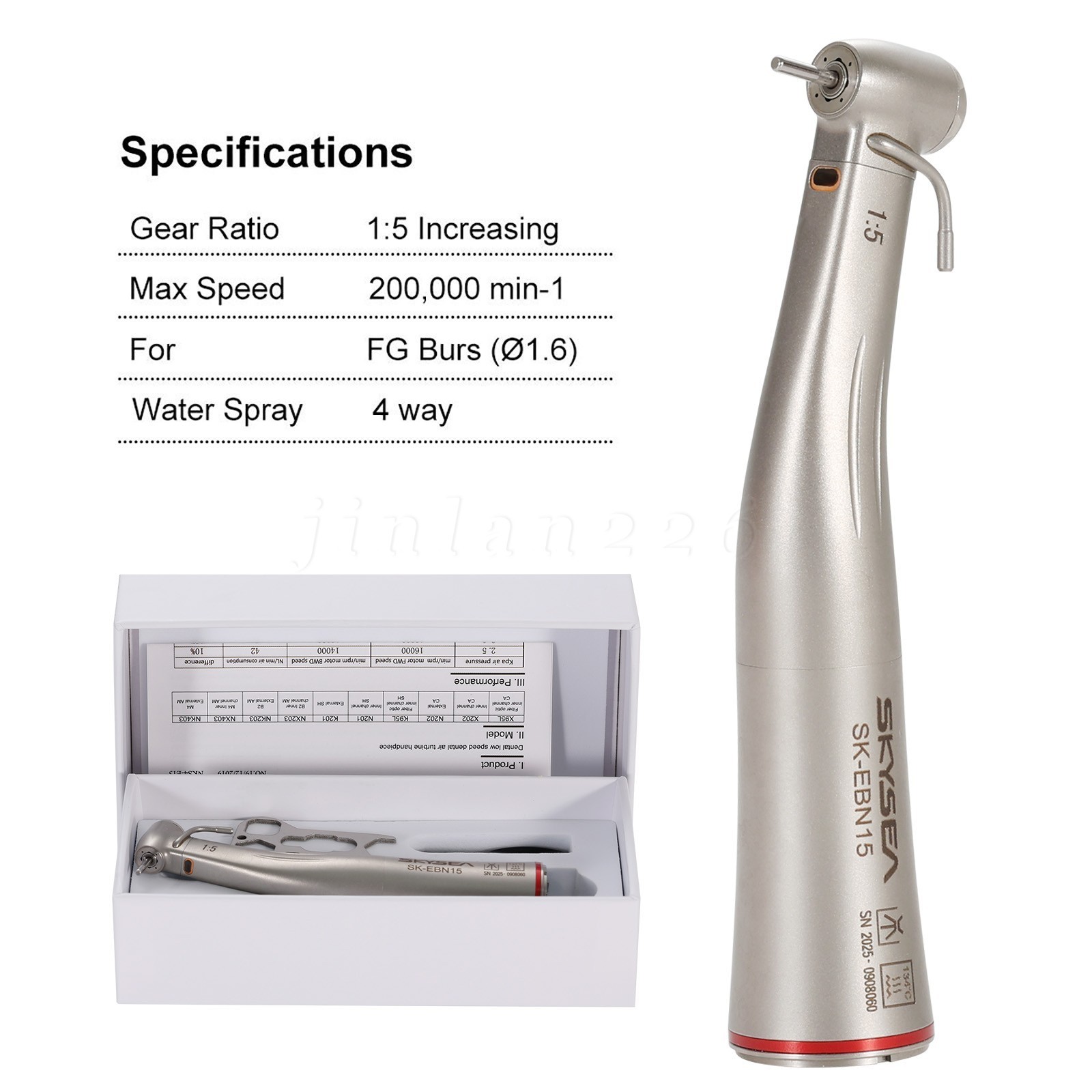 Dental External LED 1:5 Increasing Contra Angle Handpiece Fit NSK Electric Motor