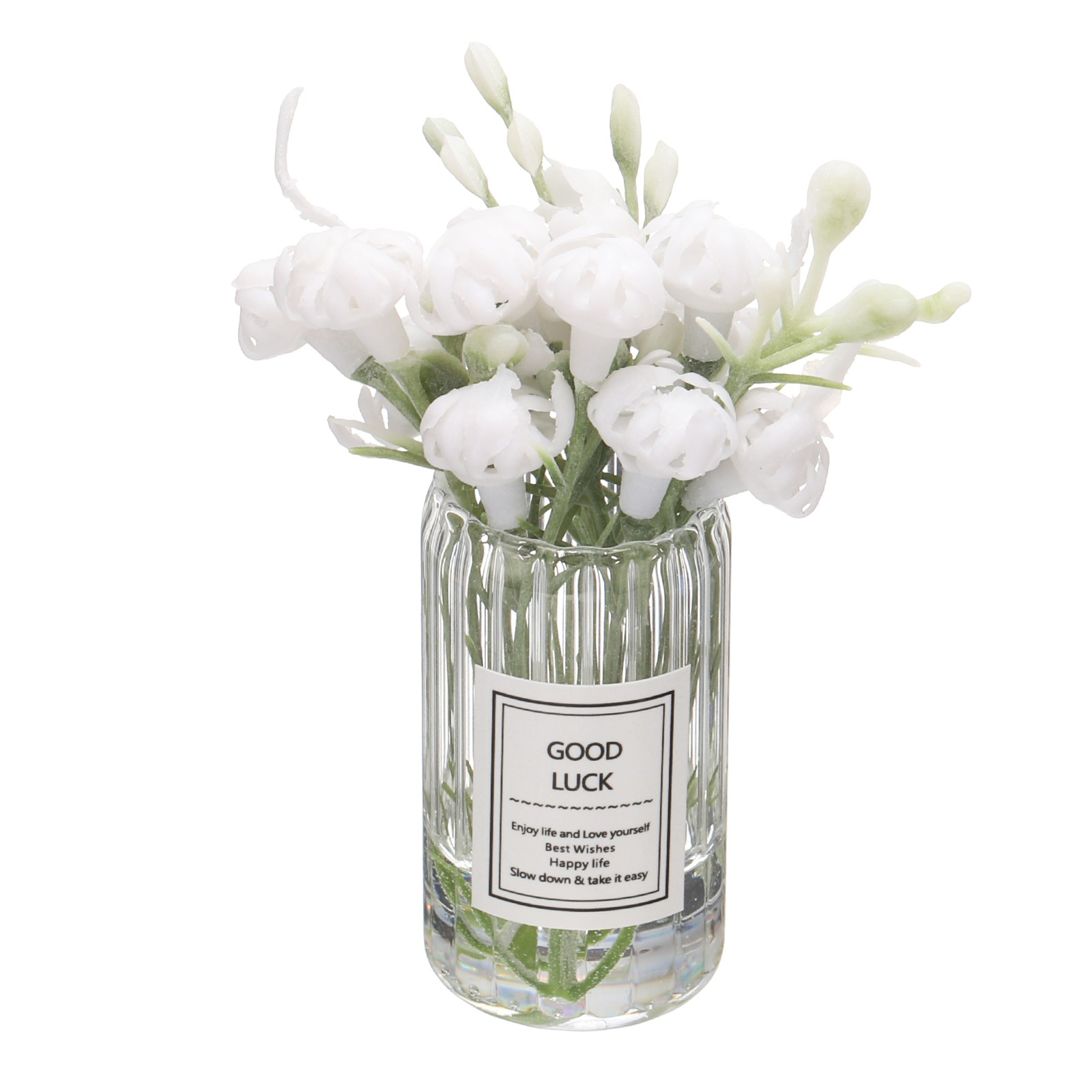 Mini Flowers Dollhouse in Vase Tiny White Jasmine for Fairy Garden Decor