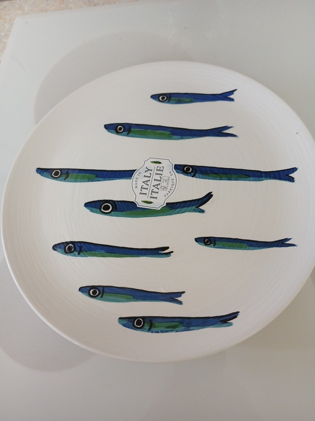 Set of 4 Ceramicheitalia 11" Dinner Plates, Fish Design