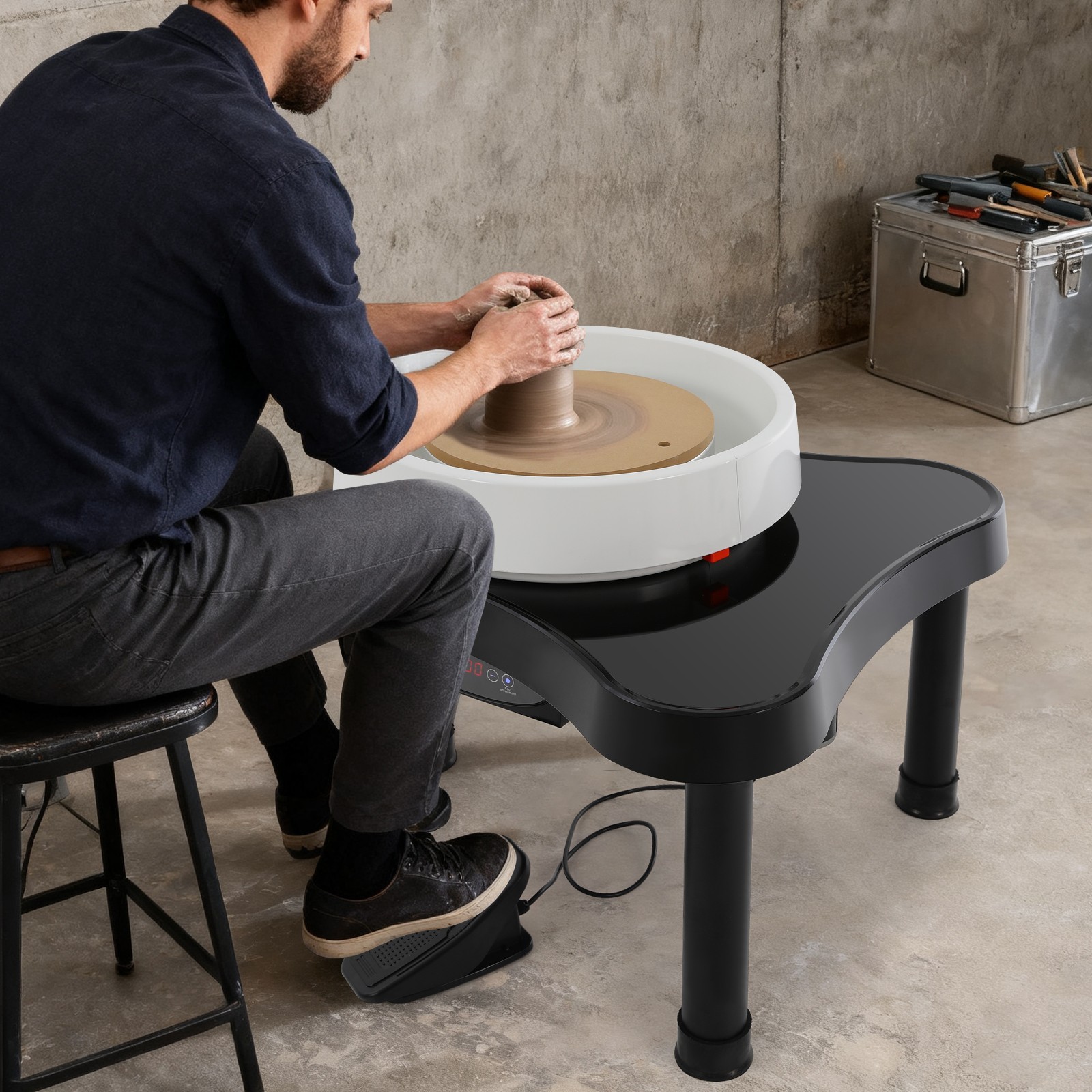 Pottery Wheel 12.6in/32cm Ceramic Wheel Machine Clay Forming DIY Art Craft Black