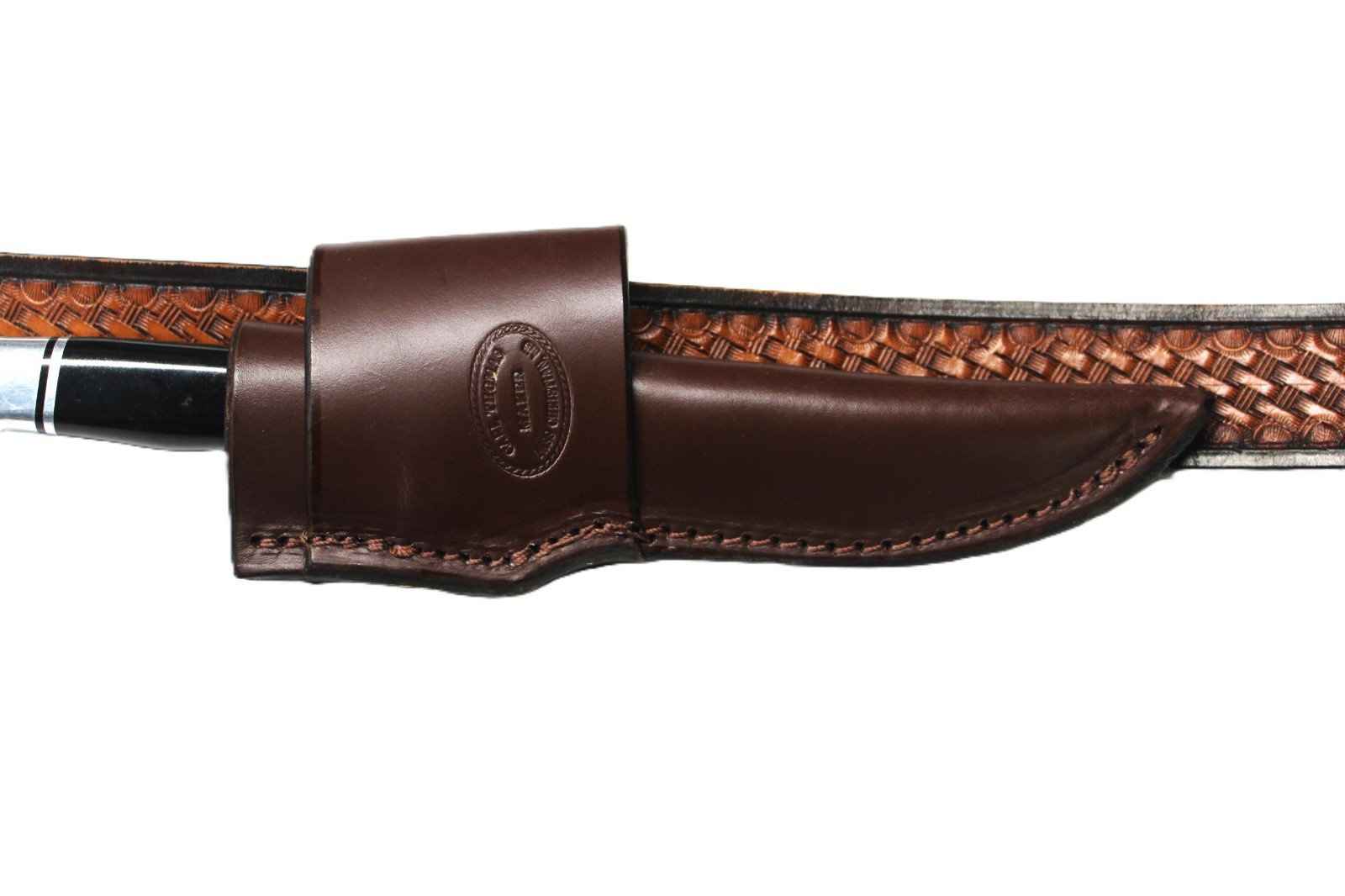 Cross Draw. leather knife sheath to fit a. Buck. 105 knife. Brown.