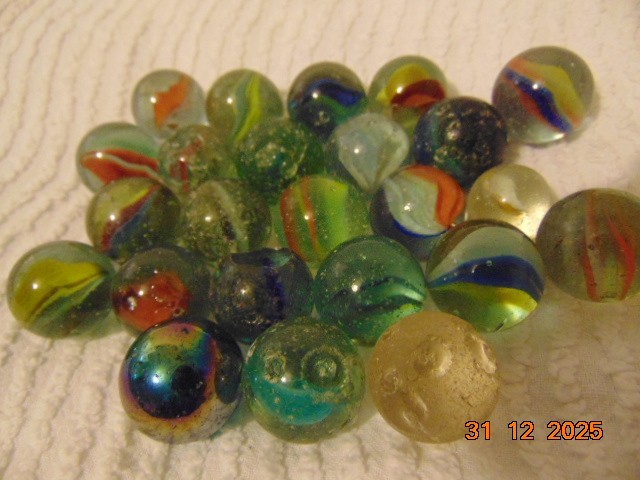 Old Glass Marbles, Cats Eye Pattern. 500gram (B)