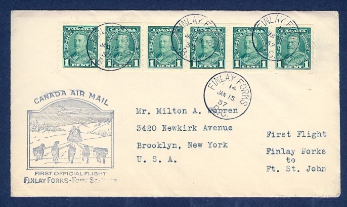 CANADA #228 COIL STRIP OF 6 VF 1937 FFC