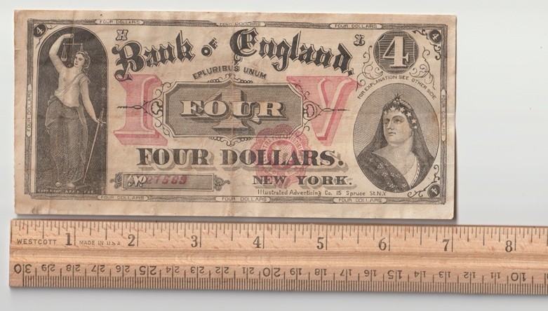 Rare singer sewing machine $4 coupon thru Bank of England 1875