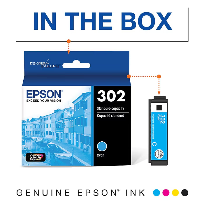 Epson T302 Cyan Standard Yield Ink Cartridge