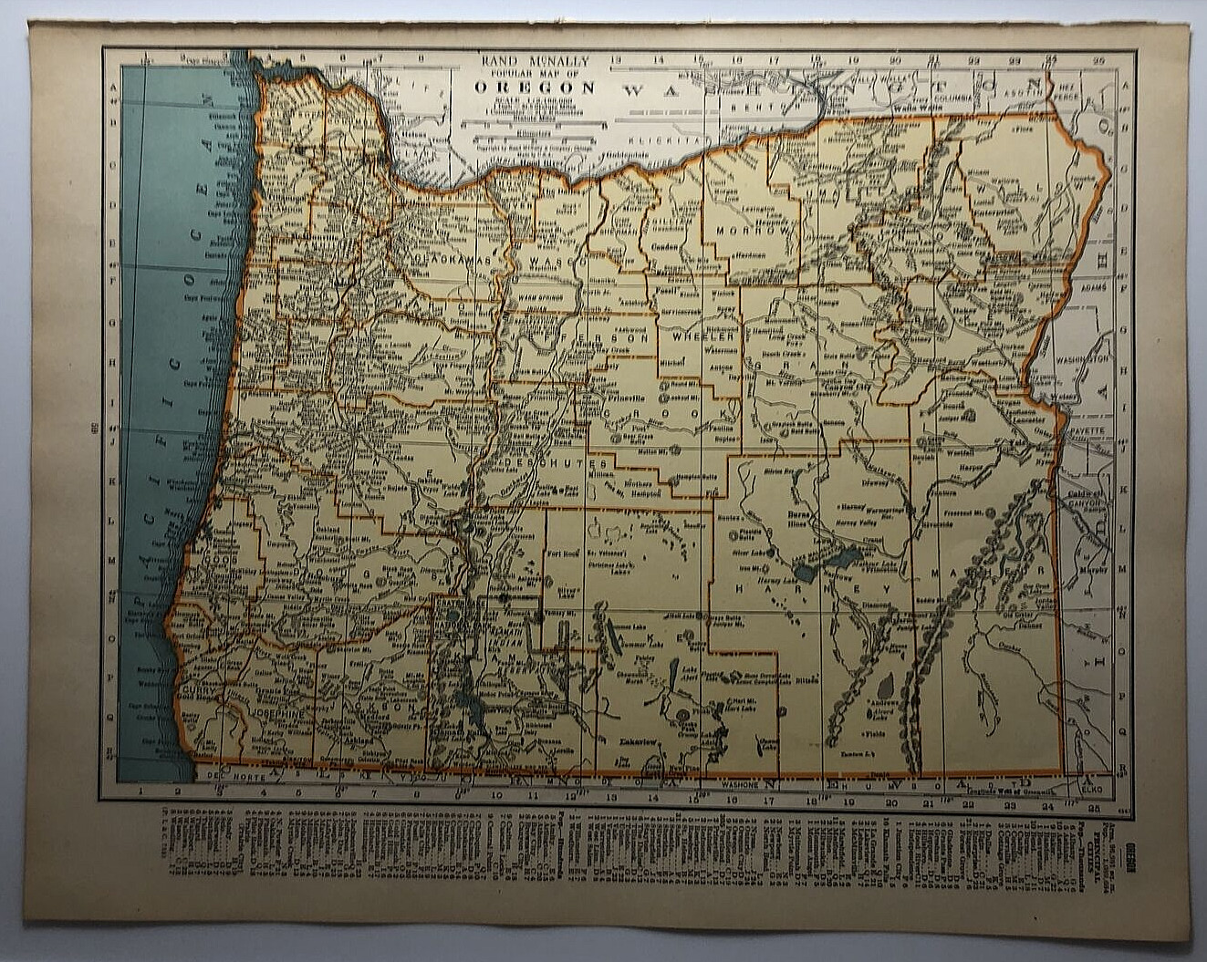 1947 Antique OREGON Authentic Old Atlas Map - Rand McNally Premium World Atlas