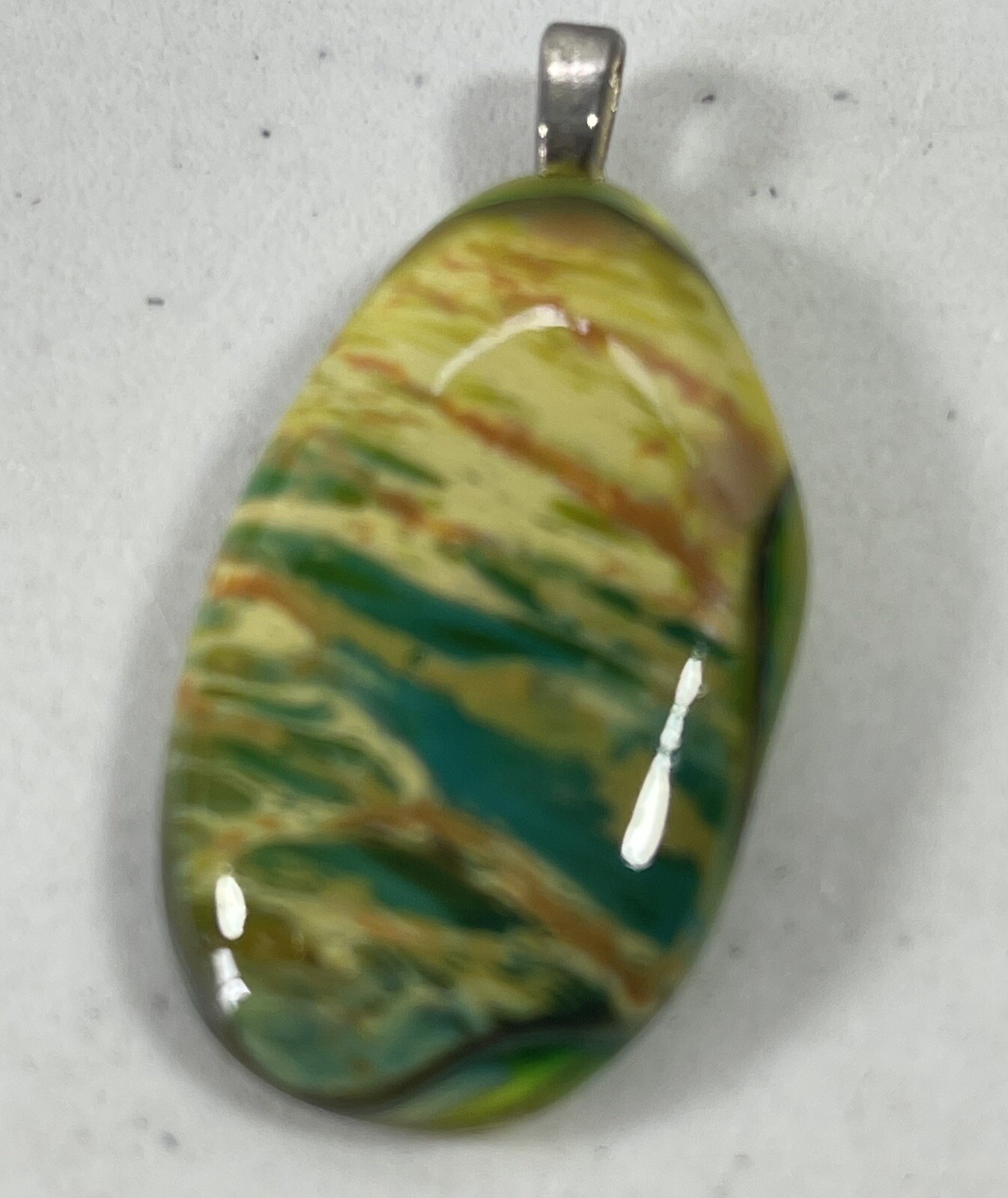 Fashion Fused Glass Pendant Green Multicolor Jewelry Glass Art Deco Accessory