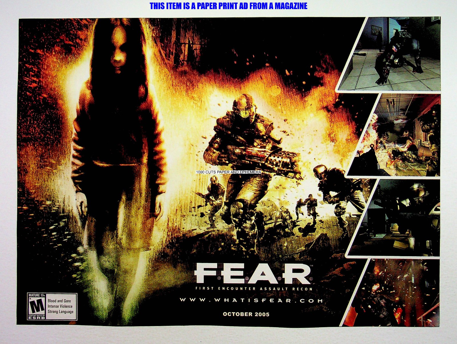FEAR F.E.A.R. First Encounter Assault Recon 2005 Print Magazine Ad Poster ADVERT