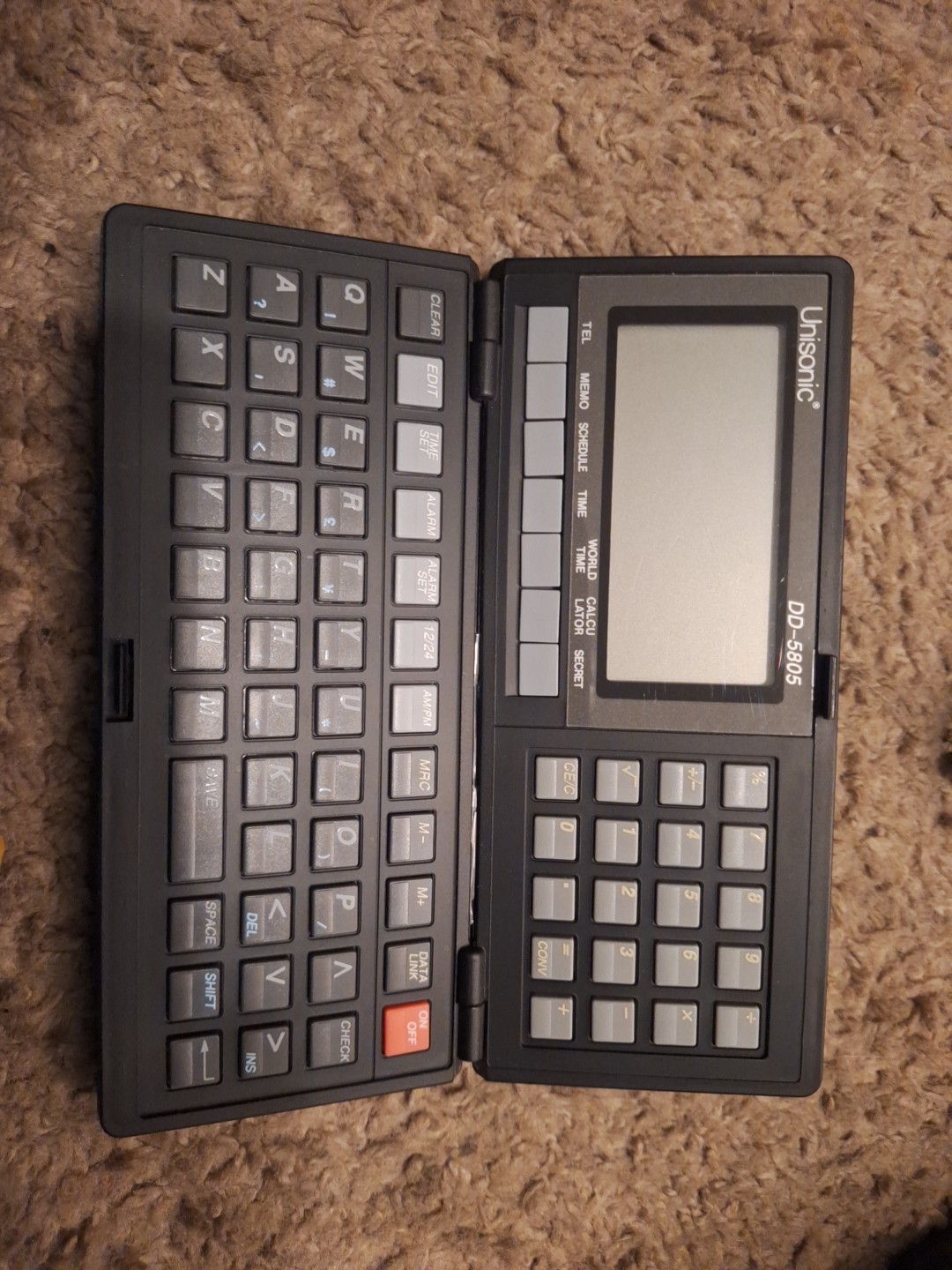 Vintage Unisonic DD-5805 Pocket Computer Diary / Calculator Organizer PDA, Black