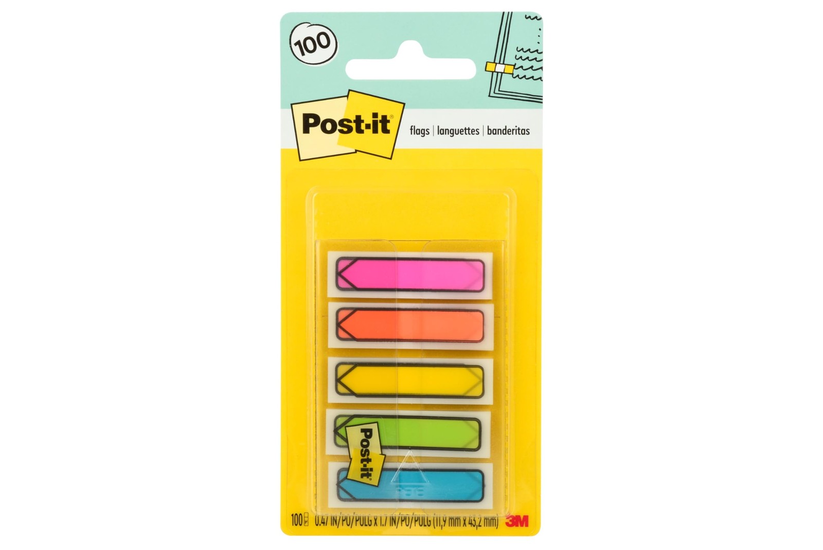 Post-it Arrow 0.47" x 2.8", 100 Count (Pack of 1), Assorted Bright Colors 