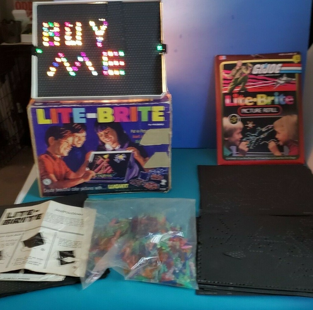 LITE-BRITE Set with Sheets GI JOE Picture Refill 1986 Hasbro vintage WORKS Boxed