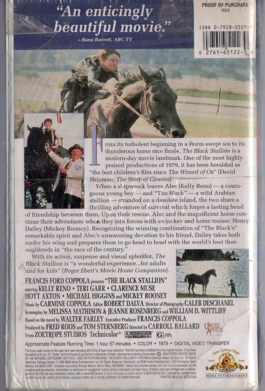 The Black Stallion VHS 1979 Clamshell Original MGM/United Artists BRAND-NEW