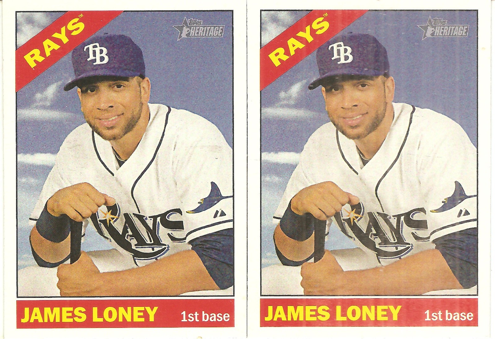 2 CARD 2015 TOPPS HERITAGE JAMES LONEY BASEBALL CARD LOT