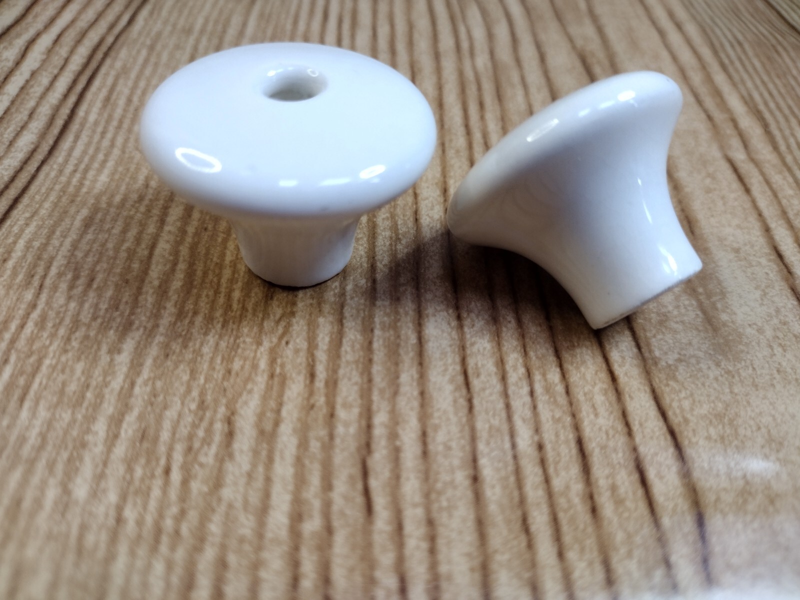 WHITE PORCELAIN DRAWER PULLS TWO KNOBS Vintage Collectible Replacement 