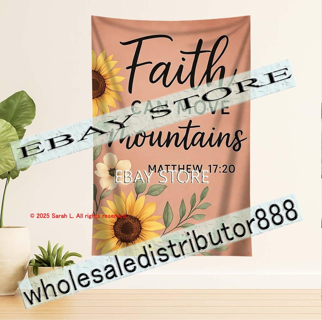 Tapestry Faith Can Move Mountains Scripture Hanging christian 39X59 in