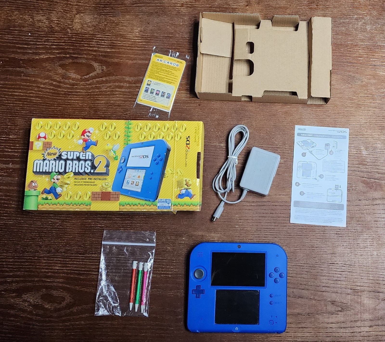 Nintendo 2DS Blue/Black Console - Mario Bros 2 Edition Box - Tested & Working