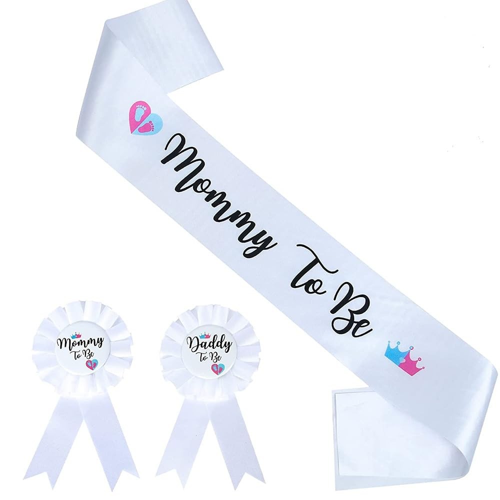 Snogisa It's Boy or Girl Gender Reveal Sash,Baby Shower Party Favors White 