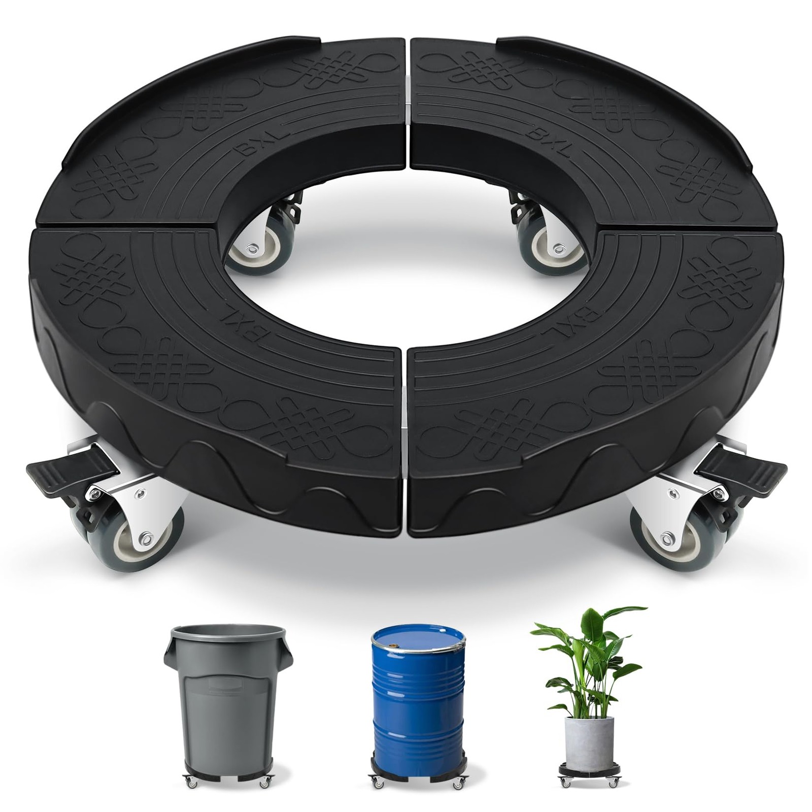 Upgraded Trash Can Dolly Wheels Adjustable 15-19 Inch Round Furniture Dollies...