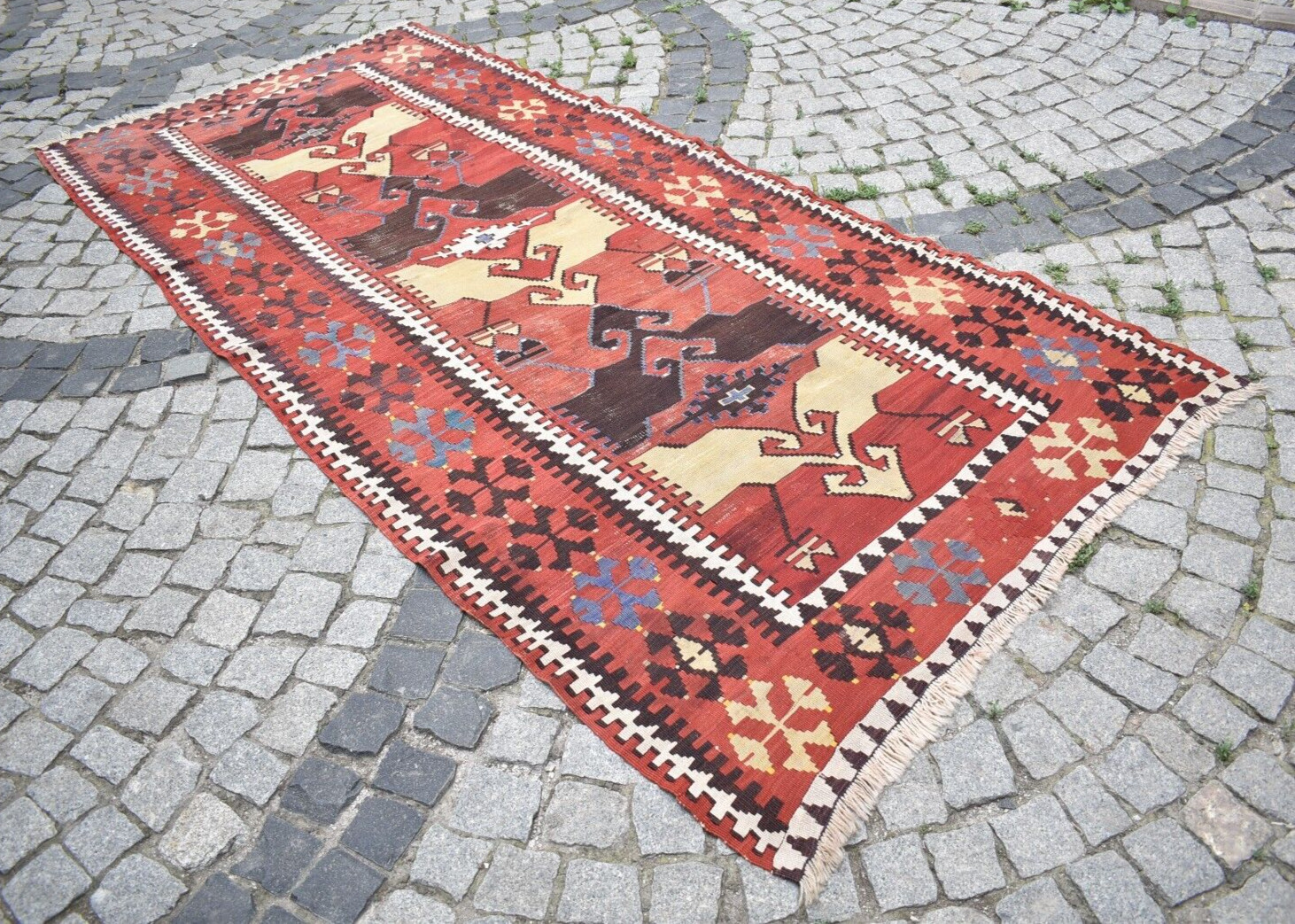 Antique Turkish Rug 53'' x 118'' Rare Collector's Item Aksaray Yesilova Wool Rug
