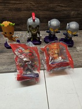 MARVEL HERO FIGURES LOT OF 6 MCDONALD'S HULK,GROOT,FALCON,WASP MOVEABLE TOYS