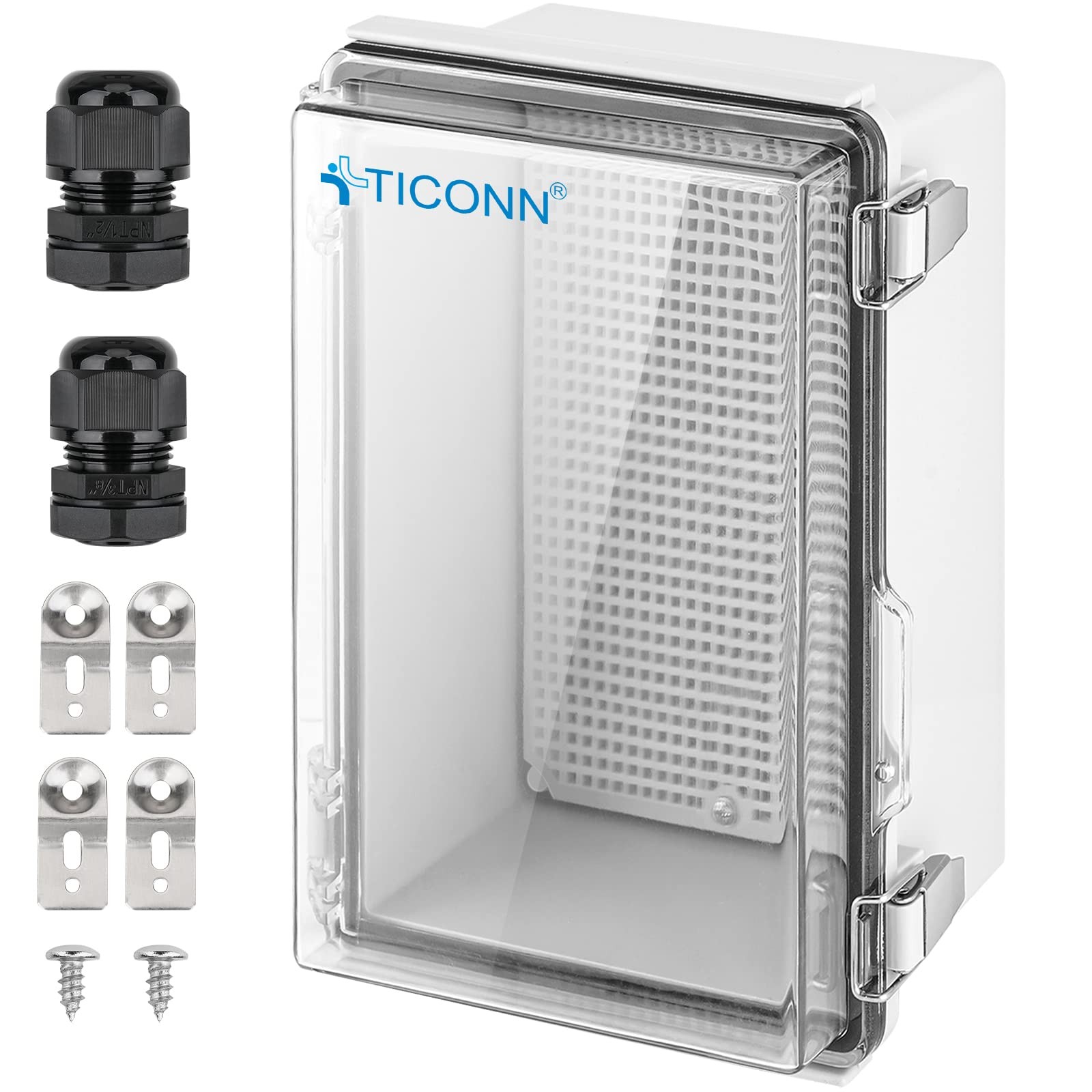 TICONN IP67 Waterproof Electrical Junction Box ABS Plastic Enclosure Hinged Cove