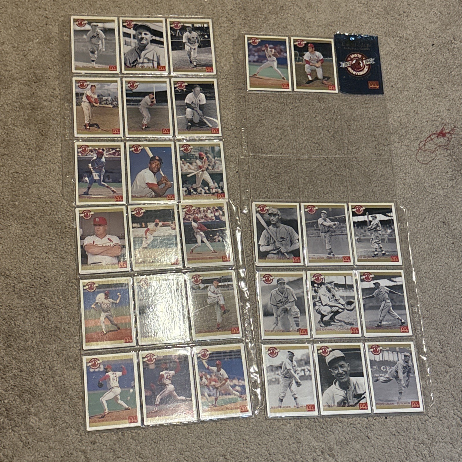 1892 1992 MCDONALD'S ST. LOUIS CARDINALS 100TH ANNIVERSARY 56 baseball card set
