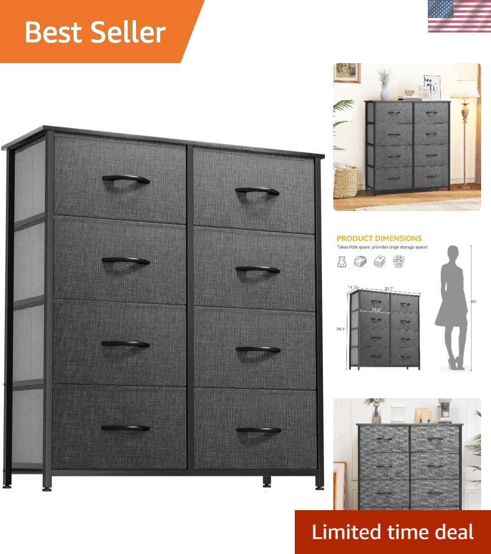 Dresser for Bedroom, Fabric Dresser with 8 Drawers, Chest of Drawers for Clos...