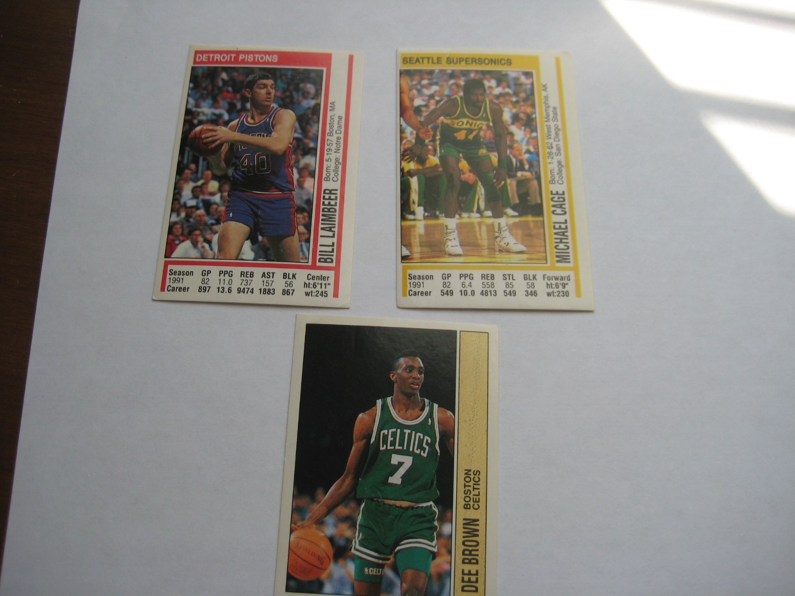 91-92 Panini Basketball Stickers: Laimbeer/Cage/Brown