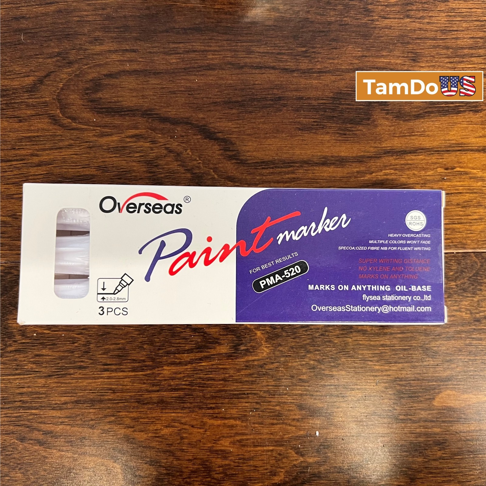 (8 Boxes, 24 Ea) Overseas PMA-520 Permanent Oil-Based Paint Markers WHITE