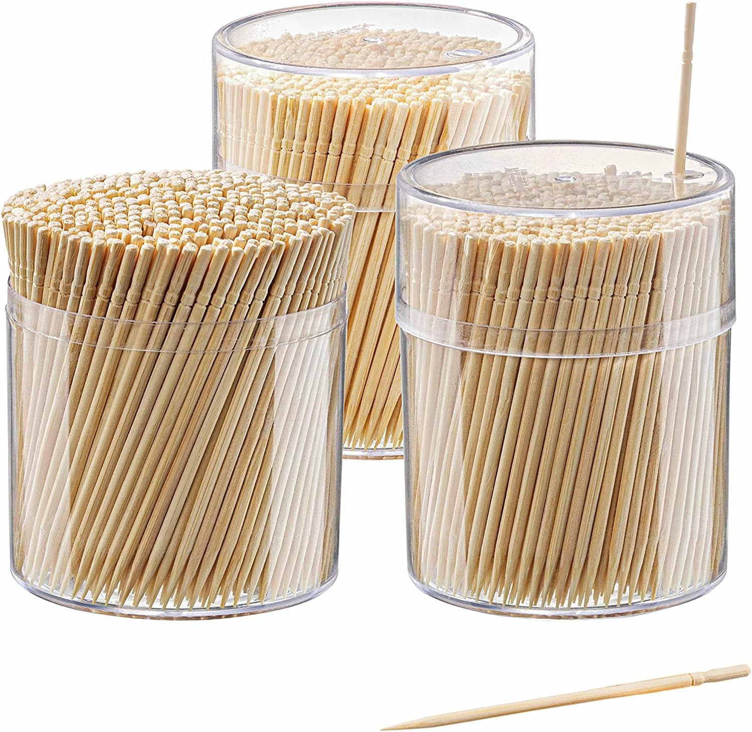 [1500 Count] Bamboo Wooden Toothpicks Wood round Single-Point - (Formerly Comfy 