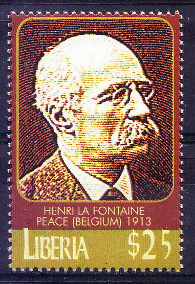 Liberia 2001 MNH, Henri Fontaine, Belgian Int. lawyer, Nobel Peace  