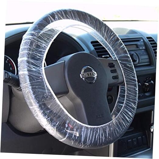 Steering Wheel Protector Clear Plastic Cover Disposable Pack of 100 Universal 