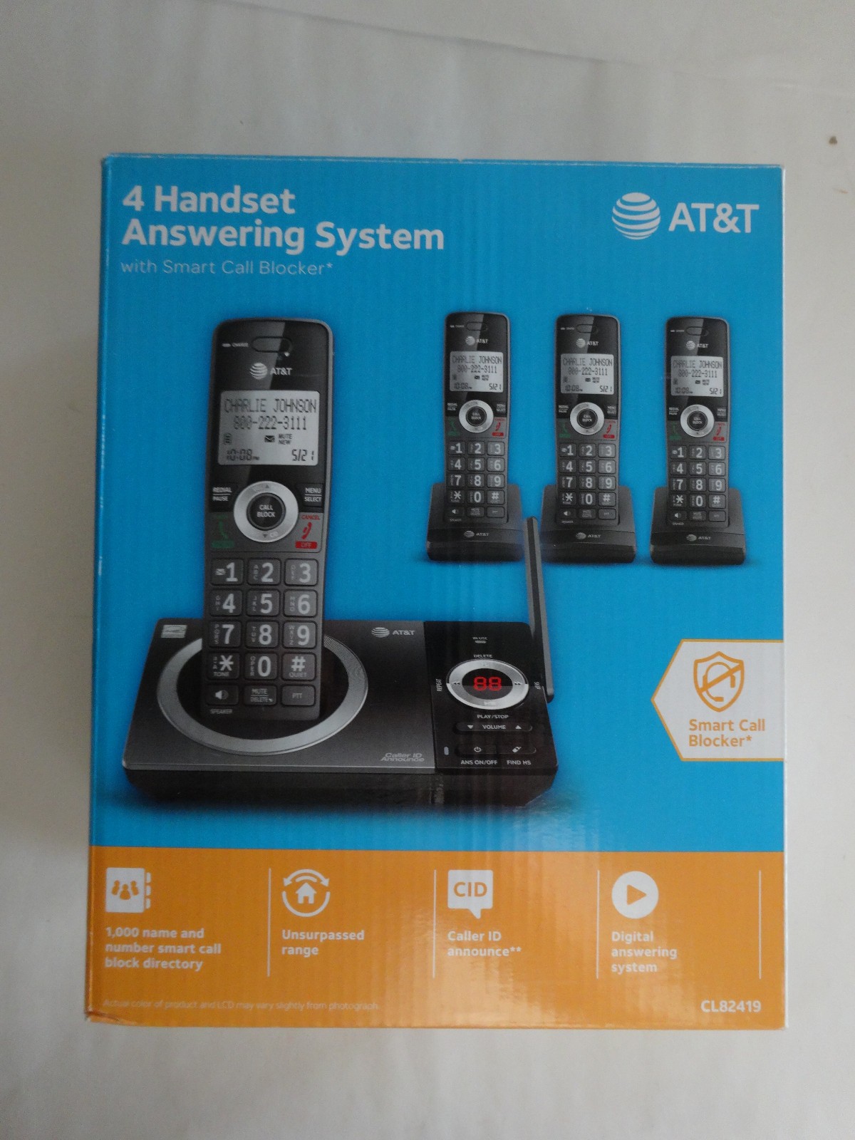AT&T 4 Handset Cordless Phone Answering System CL82419 New,  open box.