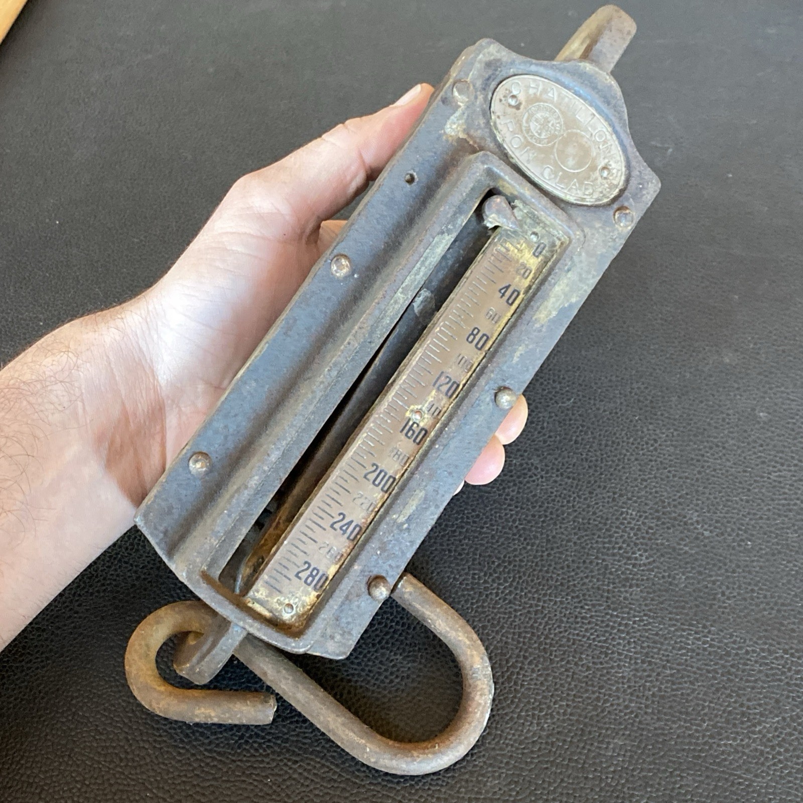 Antique Vtg CHATILLON'S Iron Clad Brass 200lb Scale Approved New York City PENNA