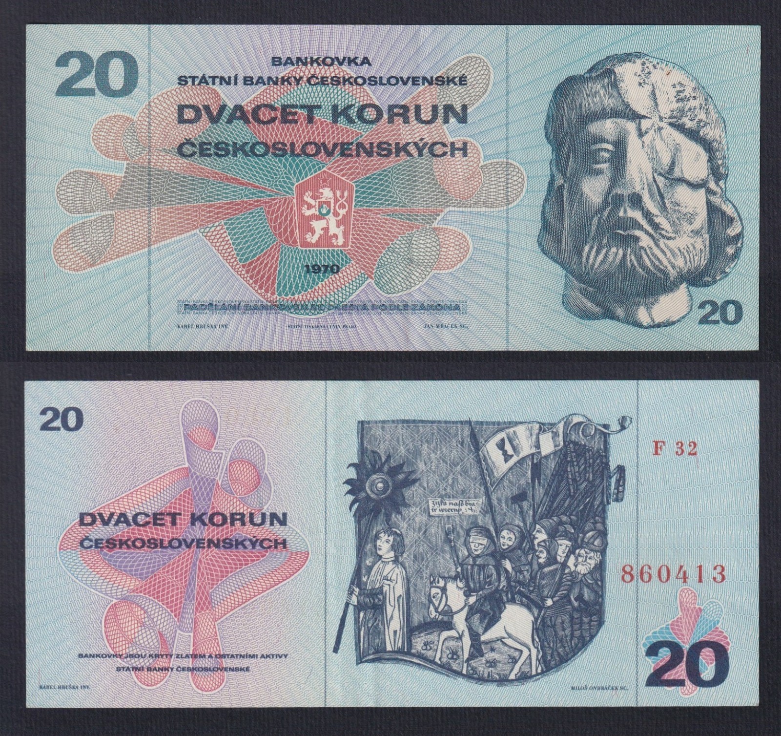 Czechoslovakia Banknote 20 Korun 1970 P.-92a SUP/AU