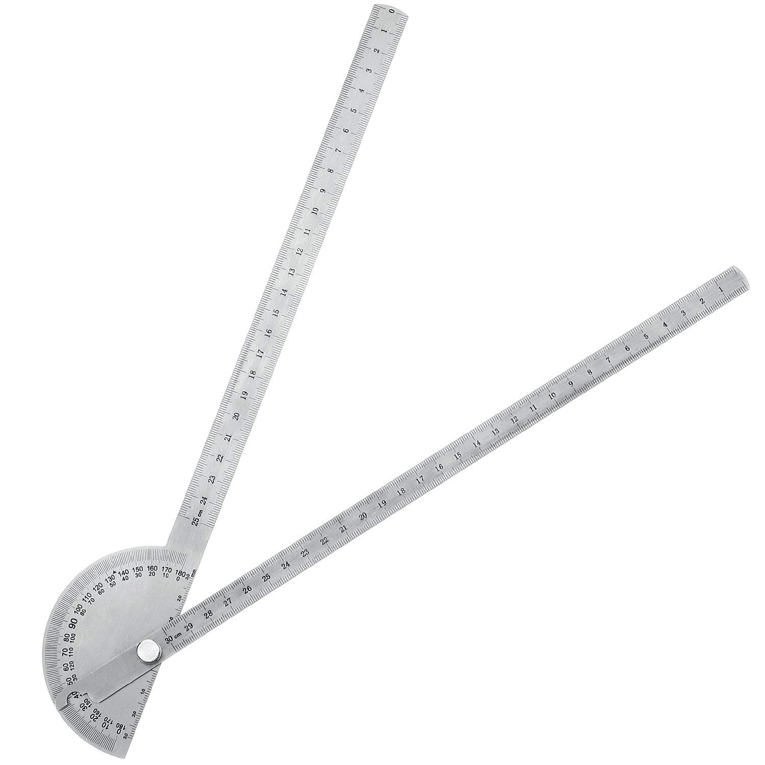 Angle Protractor Finder Ruler Two Arm Stainless 30 cm/ 11.8 Inch, Clear 