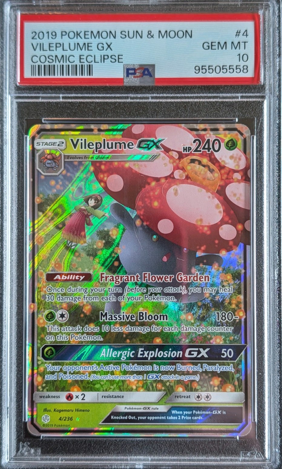 2019 Pokemon Sun and Moon Vileplume Cosmic Eclipse #4 PSA 10