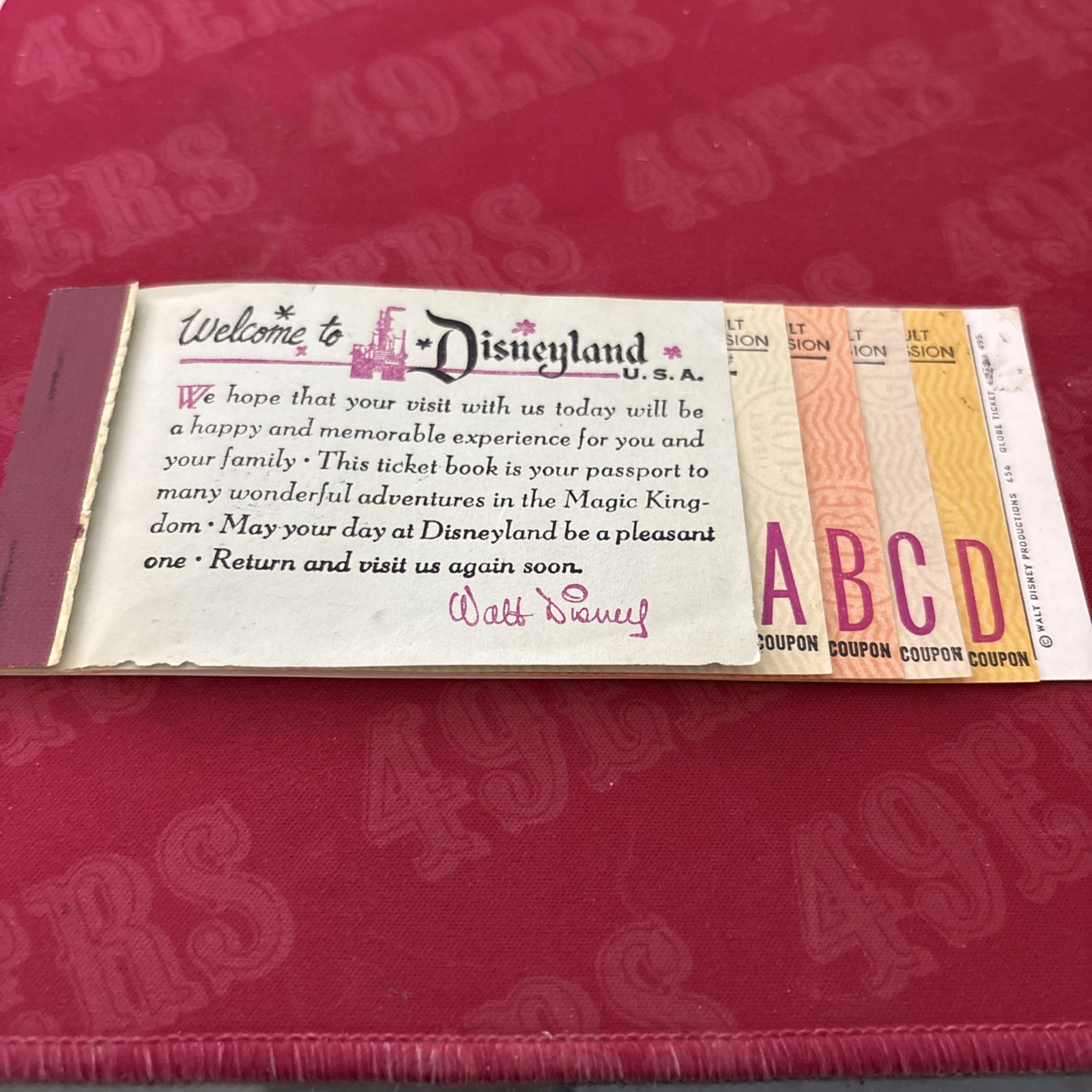 disneyland tickets vintage. 4 Tickets In Total A-B-C-D All Together