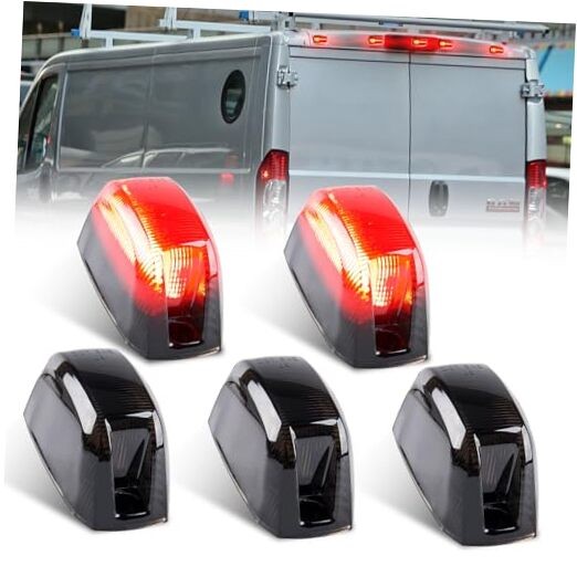 5PCS Red Led Rear Roof Top Marker Lights Clearance Running Lamps for 2014-2020 