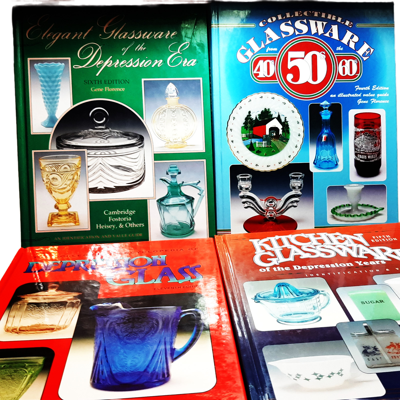 Gene Florence Glassware Books Lot 4 HC Depression Elegant Collectible Guides VTG