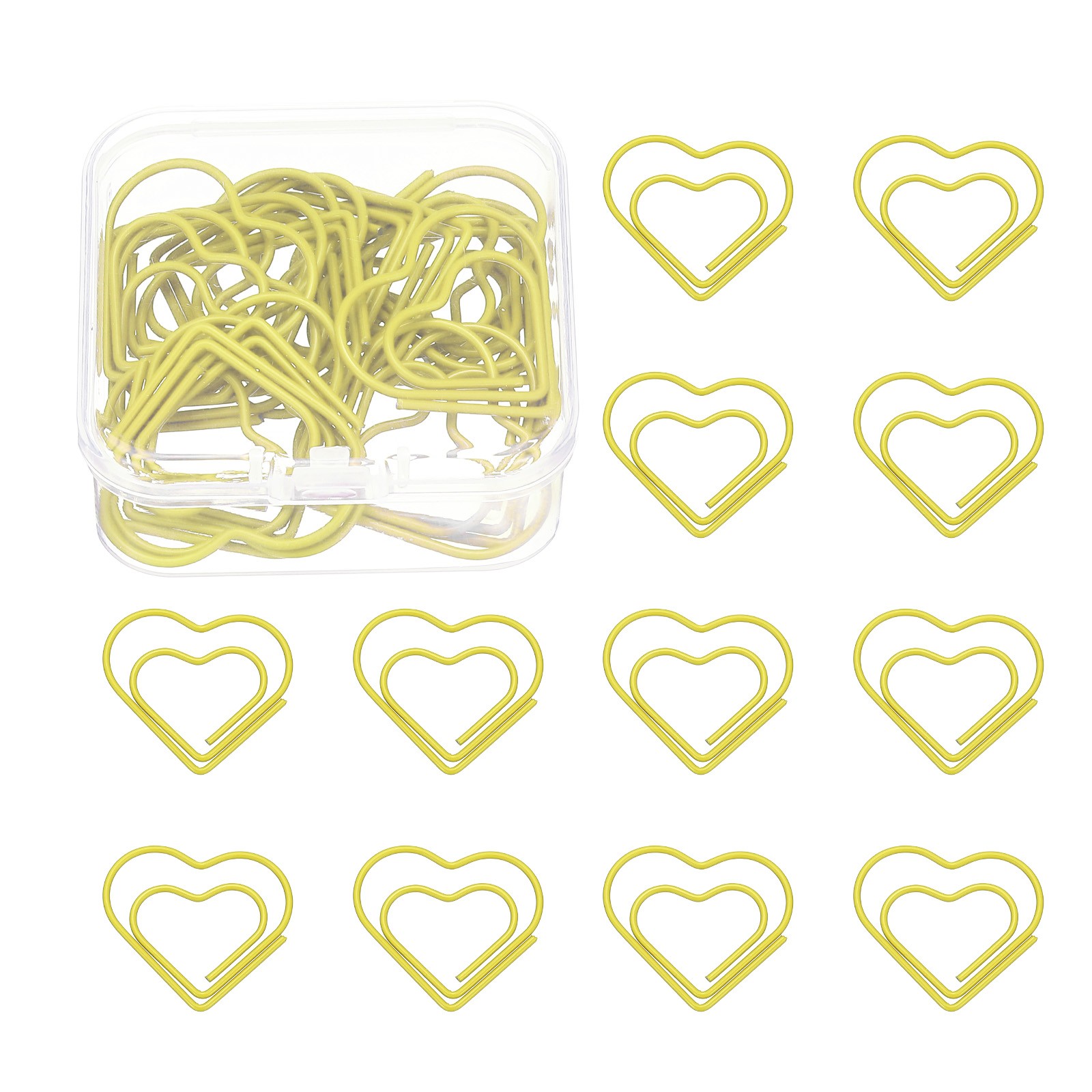 20pcs metal heart clasp, yellow plastic